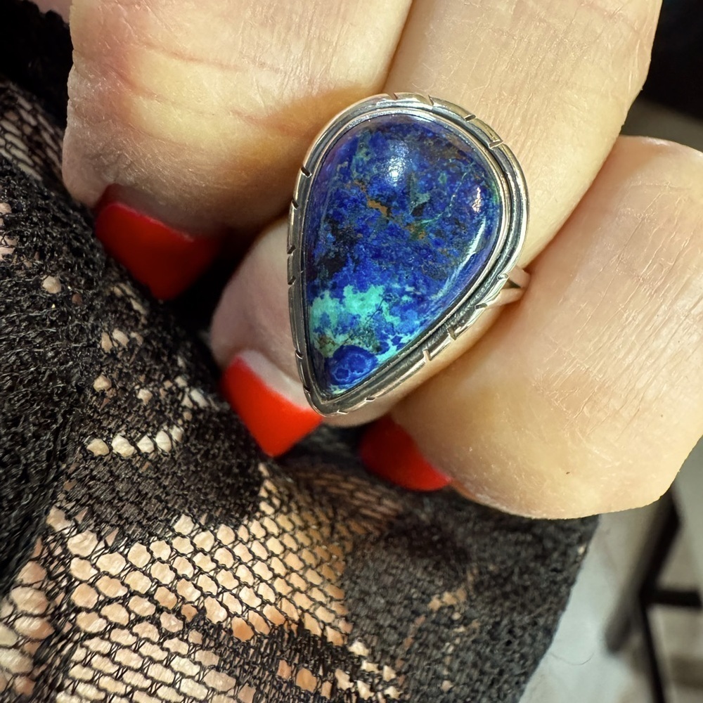 Stunning Blue Azurite Congo Ring in Sterling Silver - Picture 3 of 5